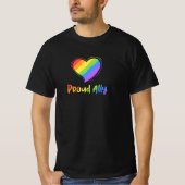 アリー誇りを持ったLGBTレインボーハートゲイプライド月 Tシャツ (正面)