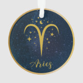 アリー金ゴールド〔占星術の〕十二宮図のシンボルの星パーソナライズされたまたは名前 オーナメント (裏面)