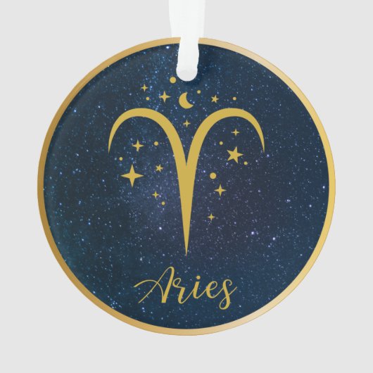 アリー金ゴールド〔占星術の〕十二宮図のシンボルの星パーソナライズされたまたは名前 オーナメント (裏面)
