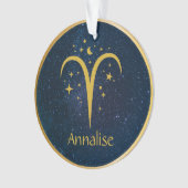 アリー金ゴールド〔占星術の〕十二宮図のシンボルの星パーソナライズされたまたは名前 オーナメント (正面)