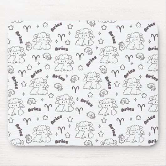 アリー〔占星術の〕十二宮図エレガンス – ラインアートバニー&ラム マウスパッド (正面)