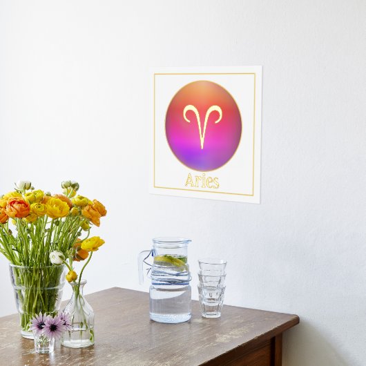 アリー〔占星術の〕十二宮図オーラゴールドフォイルプリント 箔ポスター (レイダウン (キッチン))