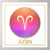 アリー〔占星術の〕十二宮図オーラゴールドフォイルプリント 箔ポスター (正面)