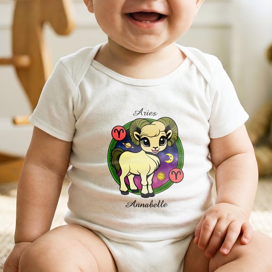 アリー〔占星術の〕十二宮図サインアストロロジーカートーン占星術 ベビーボディスーツ