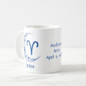 アリー〔占星術の〕十二宮図サインアストロロジー誕生日ブルーホワイト コーヒーマグカップ (正面左)