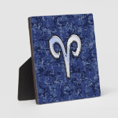 アリー〔占星術の〕十二宮図サインオンネイビーブルーデジタル迷彩柄デコール フォトプラーク (正面)