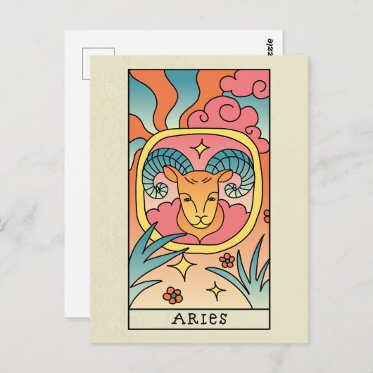 アリー〔占星術の〕十二宮図サイン抽象芸術アートヴィンテージはがき ポストカード (正面/裏面)