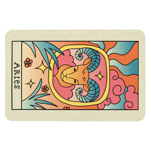 アリー〔占星術の〕十二宮図サイン抽象芸術アートヴィンテージ マグネット (横)