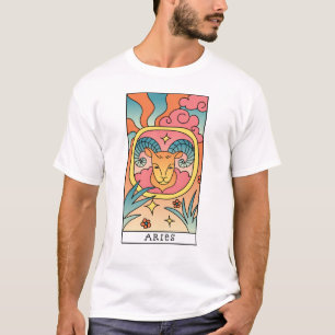 アリー〔占星術の〕十二宮図サイン抽象芸術アートヴィンテージ Tシャツ