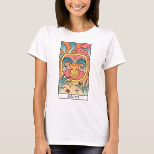 アリー〔占星術の〕十二宮図サイン抽象芸術アートヴィンテージ Tシャツ