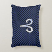 アリー〔占星術の〕十二宮図シンボルネイビーブルーカーボンファイバースタイル アクセントクッション (正面(垂直))