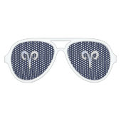 アリー〔占星術の〕十二宮図シンボルネイビーブルーカーボンファイバースタイル アビエーターサングラス (正面)