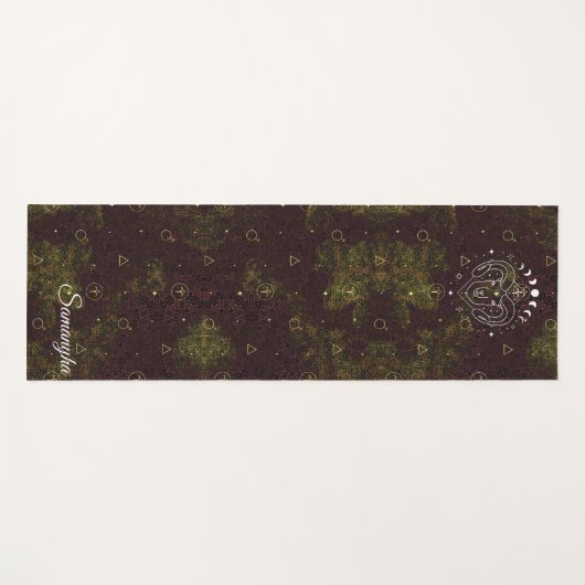 アリー〔占星術の〕十二宮図パーソナライズされたパープル金ゴールドオリエンタル ヨガマット (正面(横))