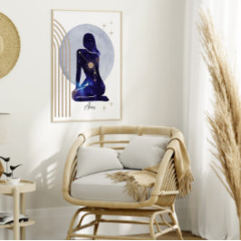 アリー〔占星術の〕十二宮図フェミニンブルーデザイン ポスター