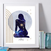 アリー〔占星術の〕十二宮図フェミニンブルーデザイン ポスター