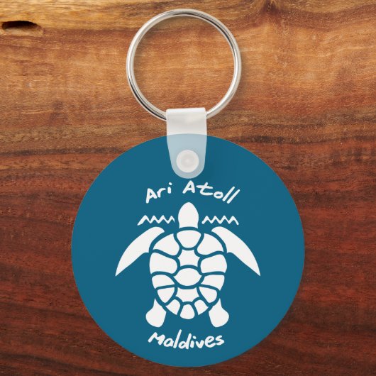 アリ環礁のモルディブでウミガメと泳ぐ キーホルダー (正面)