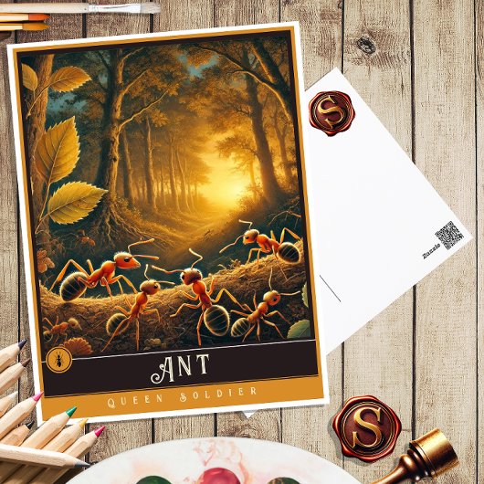 アリ | かわいい家族ヴィンテージ動物はがき ポストカード