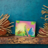 アリ、カタツムリ、チャップマンの青い蝶 フォトプラーク (側面)