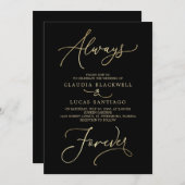 アルウェイズ フォーエバー ブラック ゴールド ウェディング 招待状 (正面/裏面)