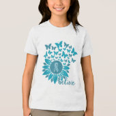 アルオー認識度月信じひまわりティール（緑がかった色）リ トライブレンドＴシャツ (正面)