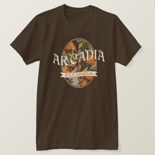 アルカディアフロリダヴィンテージスタイルオレンジツリー Tシャツ (デザイン正面)