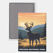 アルカディア国立公園のシカ マグネット (正面/裏面)