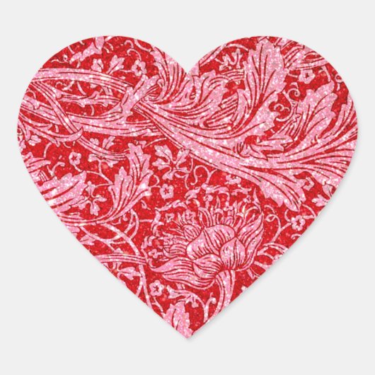 アルカディア、ヴィンテージ、ソフトグリッター 赤と白 ハートシール (正面)