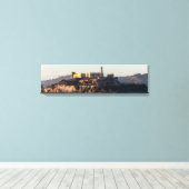 アルカトラズアイランドアットサンセットパノラマキャンバス キャンバスプリント (インサイチュ (ウッドフロア))