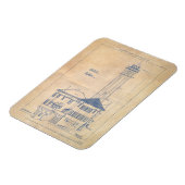 アルカトラズアイランドライトハウスヴィンテージブループリント マグネット (左側)