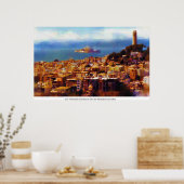 アルカトラズ島を望むコイットタワー ポスター (キッチン)