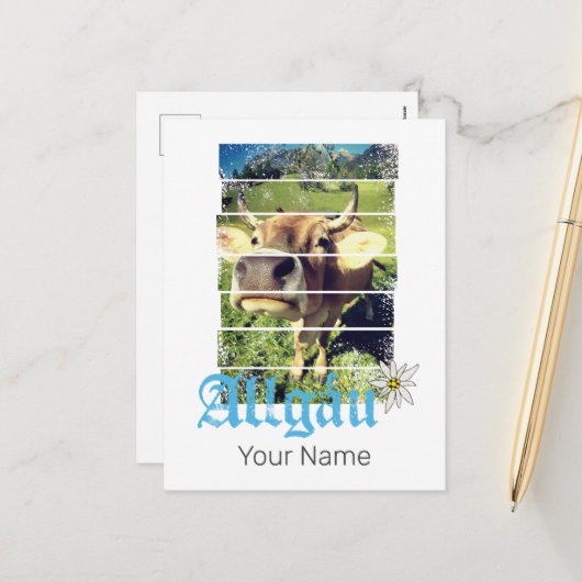 アルガウアルプスヴィンテージカウババリアGermanyお土産 シーズンポストカード (正面/裏面インサイチュ)