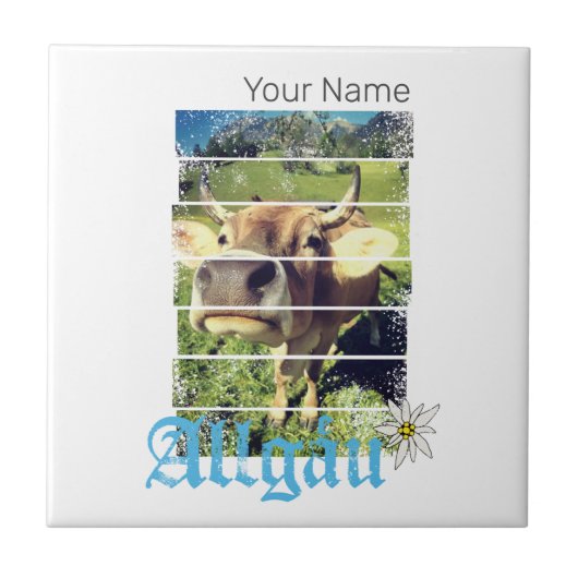 アルガウアルプスヴィンテージカウババリアGermanyお土産 タイル (正面)