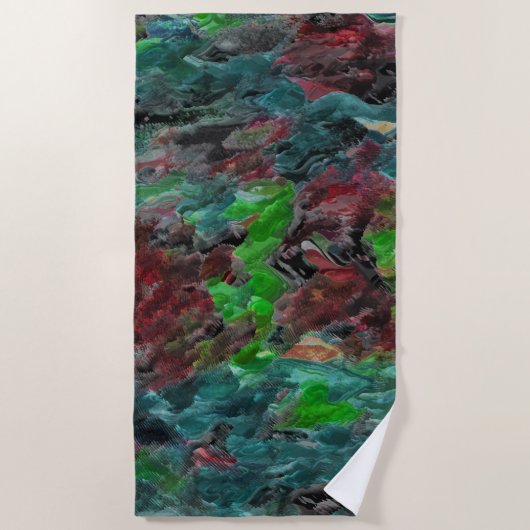 アルガスou corais do mar com efeito onda ビーチタオル (正面)