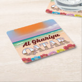 アルガリヤカタールビーチポスター スクエアペーパーコースター (アングル)