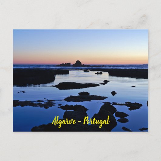 アルガルヴェのアルブフェイラにある夕暮れのゲールビーチ。ポルトガル ポストカード (正面)