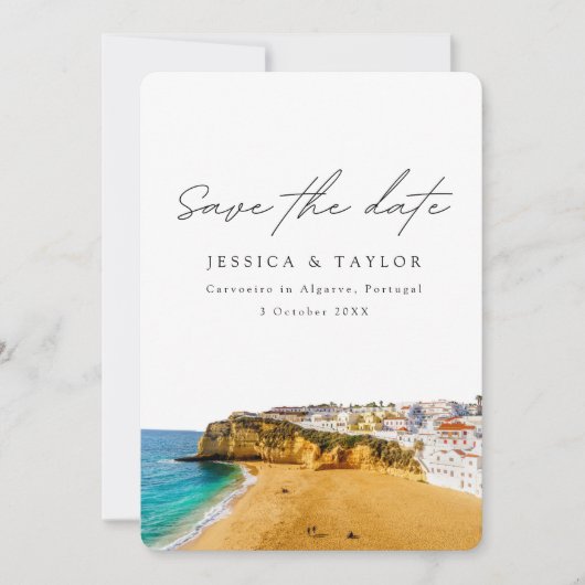 アルガルヴェのカルボエイロ ポルトガル 写真 保存日付 招待状 (正面)