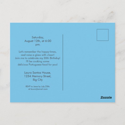 アルガルヴェのビーチガール ビッグバースデーパーティー招待状 ポストカード (裏面)