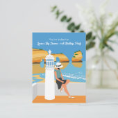 アルガルヴェビーチガールビッグ誕生日パーティーの招待 ポストカード (スタンド正面)