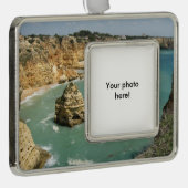 アルガルヴェ,ポルトガル,ベナギルビーチと崖 シルバープレートフレームオーナメント (右)