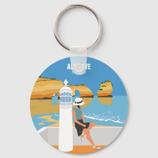 アルガルヴビーチガールトラベルヴィンテージスタイル キーホルダー (正面)