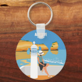 アルガルヴビーチガールトラベルヴィンテージスタイル キーホルダー (正面)