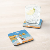 アルガルヴビーチガールトラベルヴィンテージスタイル コースター (右側)