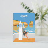アルガルヴビーチガールトラベルヴィンテージスタイル ポストカード (スタンド正面)