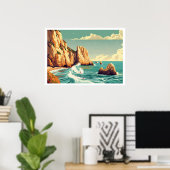 アルガルヴポルトガルサーフヴィンテージ ポスター (ホームオフィス)