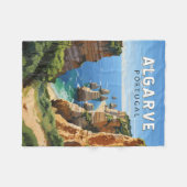 アルガルヴポルトガルトラベルアートヴィンテージ フリースブランケット (正面(横))