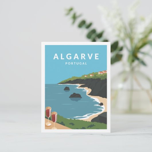アルガルヴポルトガルファブトラベルプレイスイラストレーション ポストカード (スタンド正面)