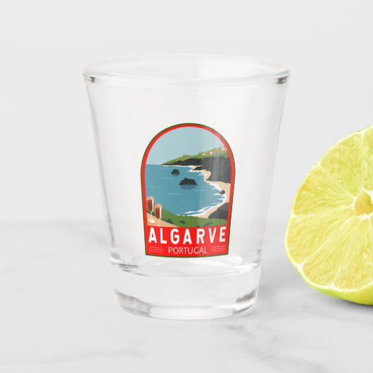 アルガルヴポルトガルレトロトラベルアートヴィンテージ ショットグラス (正面)