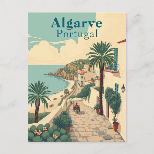 アルガルヴポルトガルヴィンテージビーチトラベル ポストカード (正面)