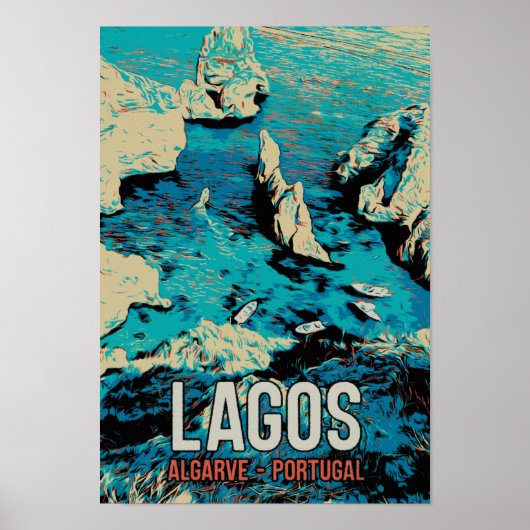 アルガルヴラゴスコーストポルトガルヴィンテージ旅行 ポスター (正面)