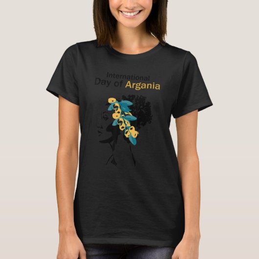 アルガンオイルの国際デーおめでとう アルガンの木 Tシャツ (正面)